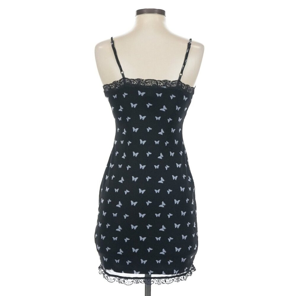 Wild Fable Black Butterfly Lace-Trim Mini Dress | Dollcore Babydoll Dark Romance - Picture 9 of 15
